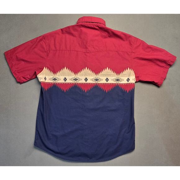 Rustler Mens Large Shirt Aztec Tribal Pearl Snap Colorblock Southwestern - Picture 6 of 6